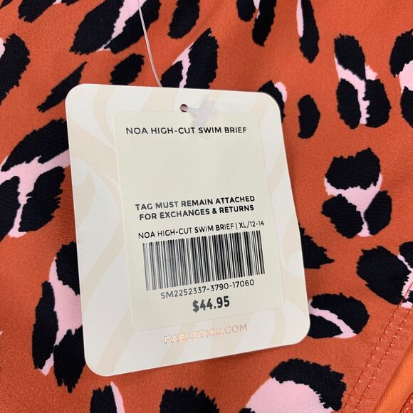 Fabletics Bikini Bottom Womens XL Extra Large Cheetah Noa High Cut Swim Brief - Picture 4 of 14